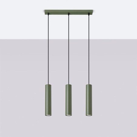 Suspension Vaza,  vert olive, 3 lumières