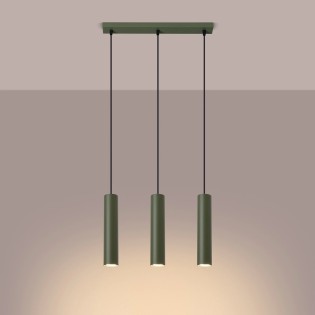 Suspension Vaza,  vert olive, 3 lumières