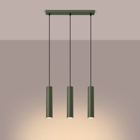 Suspension Vaza,  vert olive, 3 lumières