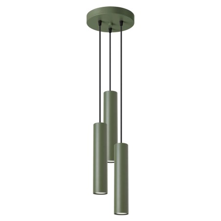 Suspension Vaza, vert olive, 3 lumières, pavillon rond