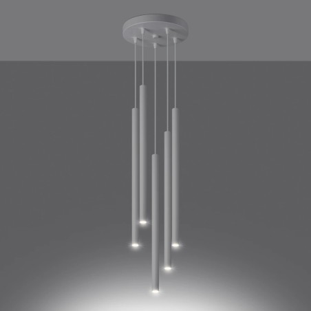 Suspension Vacu, blanc, 5 lumières