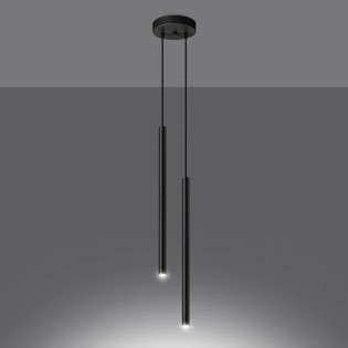 Suspension Vacu, noir, 2 lumières