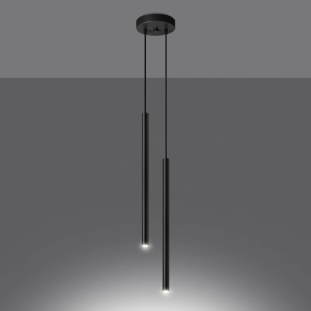 Suspension Vacu, noir, 2 lumières