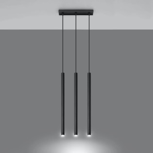 Suspension Vacu, noir, 3 lumières