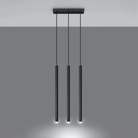 Suspension Vacu, noir, 3 lumières