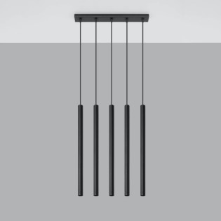 Suspension Vacu, noir, 5 lumières