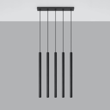 Suspension Vacu, noir, 5 lumières
