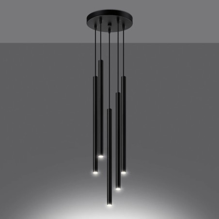 Suspension Vacu, noir, 5 lumières