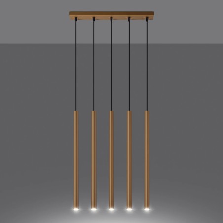 Suspension Vacu, doré, 5 lumières