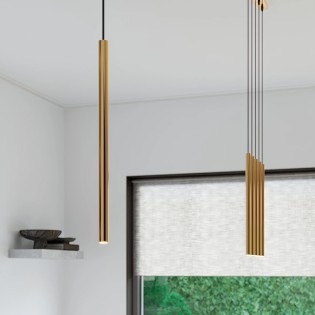 Suspension Vacu, doré, 5 lumières
