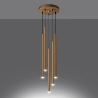 Suspension Vacu, doré, 5 lumières