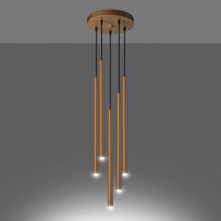 Suspension Vacu, doré, 5 lumières