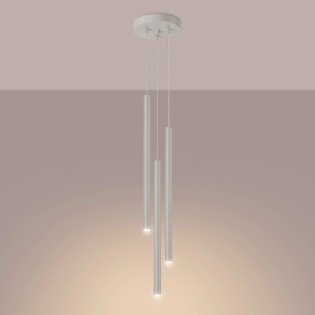 Suspension Vacu, beige, 3 lumières