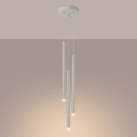 Suspension Vacu, beige, 3 lumières