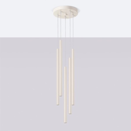 Suspension Vacu, beige, 5 lumières