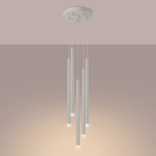 Suspension Vacu, beige, 5 lumières