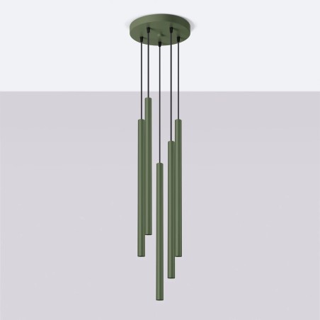 Suspension Vacu, vert, 5 lumières