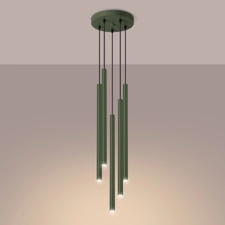 Suspension Vacu, vert, 5 lumières