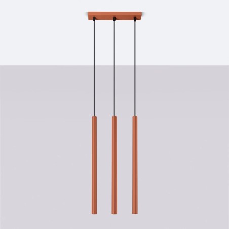 Suspension Vacu, rouge, 3 lumières