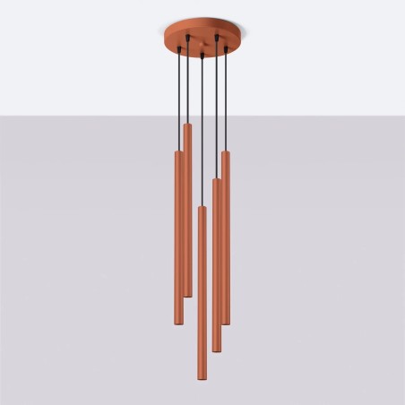 Suspension Vacu, rouge, 5 lumières