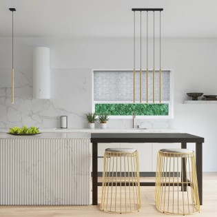 Suspension Vacu, doré poli, 3 lumières