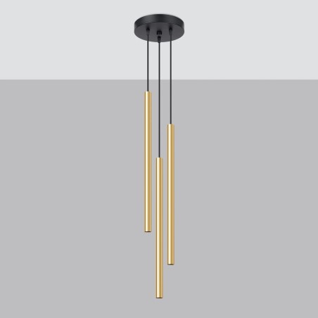 Suspension Vacu, doré poli, 3 lumières
