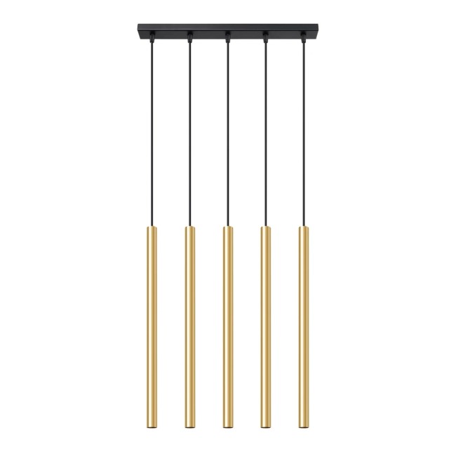 Suspension Vacu, doré poli, 5 lumières