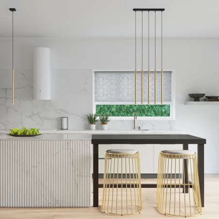 Suspension Vacu, doré poli, 5 lumières