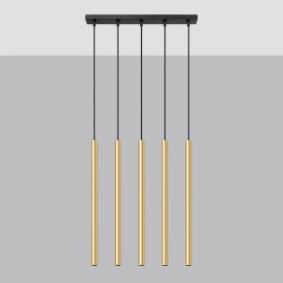 Suspension Vacu, doré poli, 5 lumières