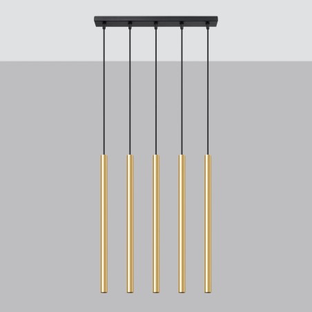 Suspension Vacu, doré poli, 5 lumières