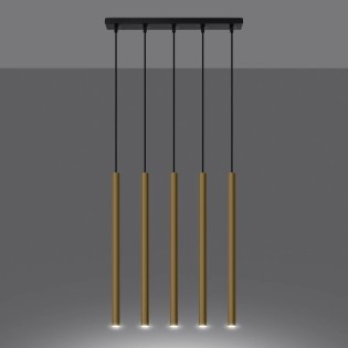 Suspension Vacu, doré poli, 5 lumières