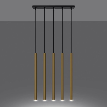 Suspension Vacu, doré poli, 5 lumières