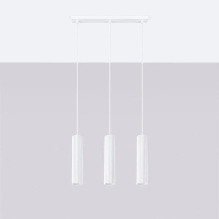 Suspension Moto blanche, 3 lumières