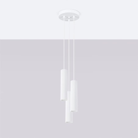 Suspension Moto blanche, 3 lumières