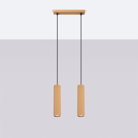 Suspension Moto doré, 2 lumières