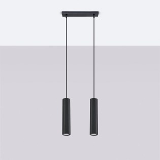 Suspension Moto noir, 2 lumières