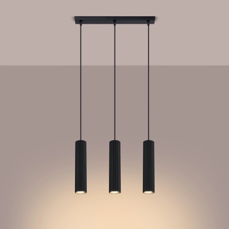 Suspension Moto noir, 3 lumières