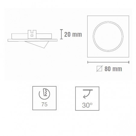 Spot encastrable BASIC carré blanc