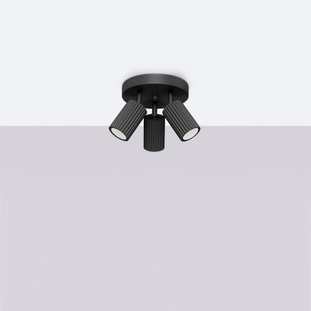 Plafonnier Moto, noir, 3 lumières