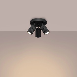 Plafonnier Moto, noir, 3 lumières