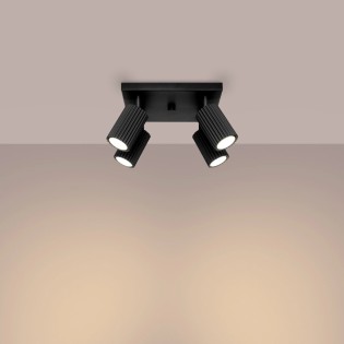 Plafonnier Moto, noir, 4 lumières