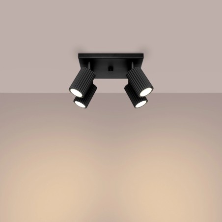 Plafonnier Moto, noir, 4 lumières