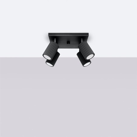 Plafonnier Moto, noir, 4 lumières
