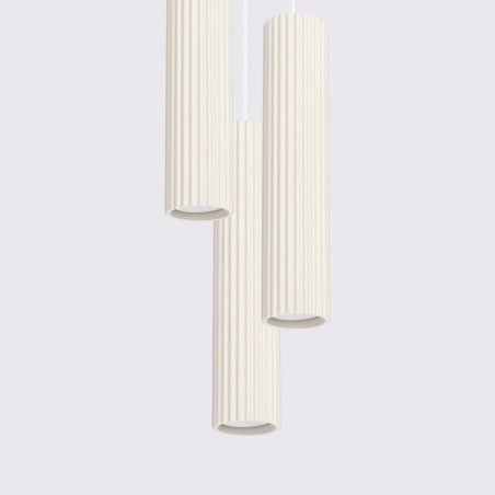 Suspension Moto beige, 3 lumières