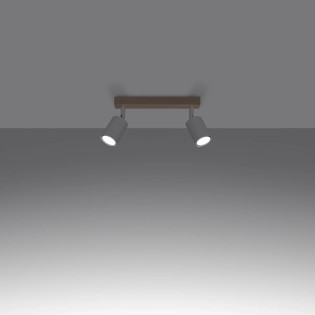 Spot mural Elluae, noir et bois naturel, 2 lumières