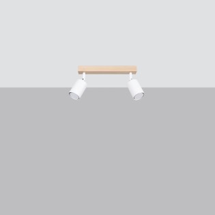 Spot mural Elluae, noir et bois naturel, 2 lumières