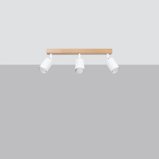 Spot mural Elluae, blanc et bois naturel, 3 lumières