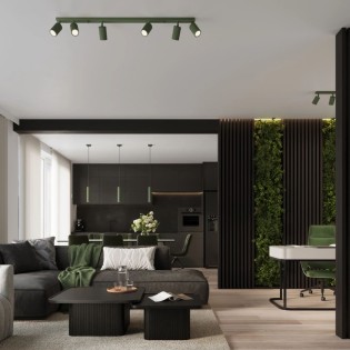 Suspension Moto vert, 1 source lumineuse