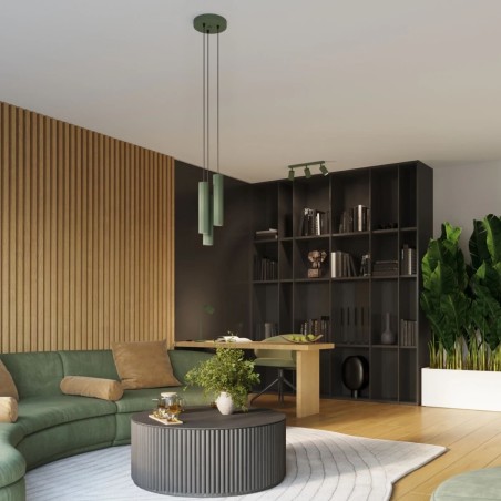 Suspension Moto vert, 3 lumières