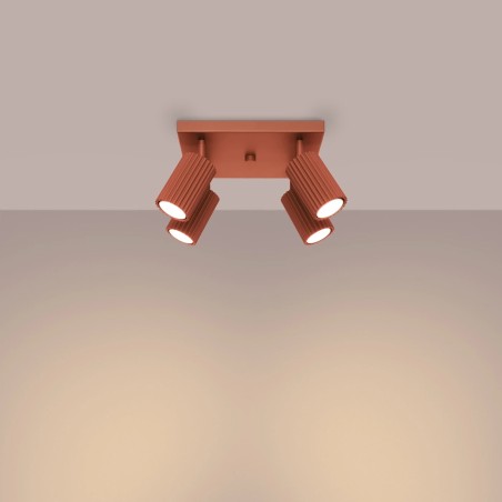 Plafonnier Moto, rouge, 4 lumières